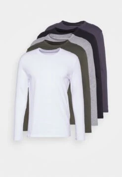 Pier One 5 PACK - Langarmshirt - Black/white/olive -Pier One Verkäufe 1811e4e1633c4594abae2f43c4e4d170