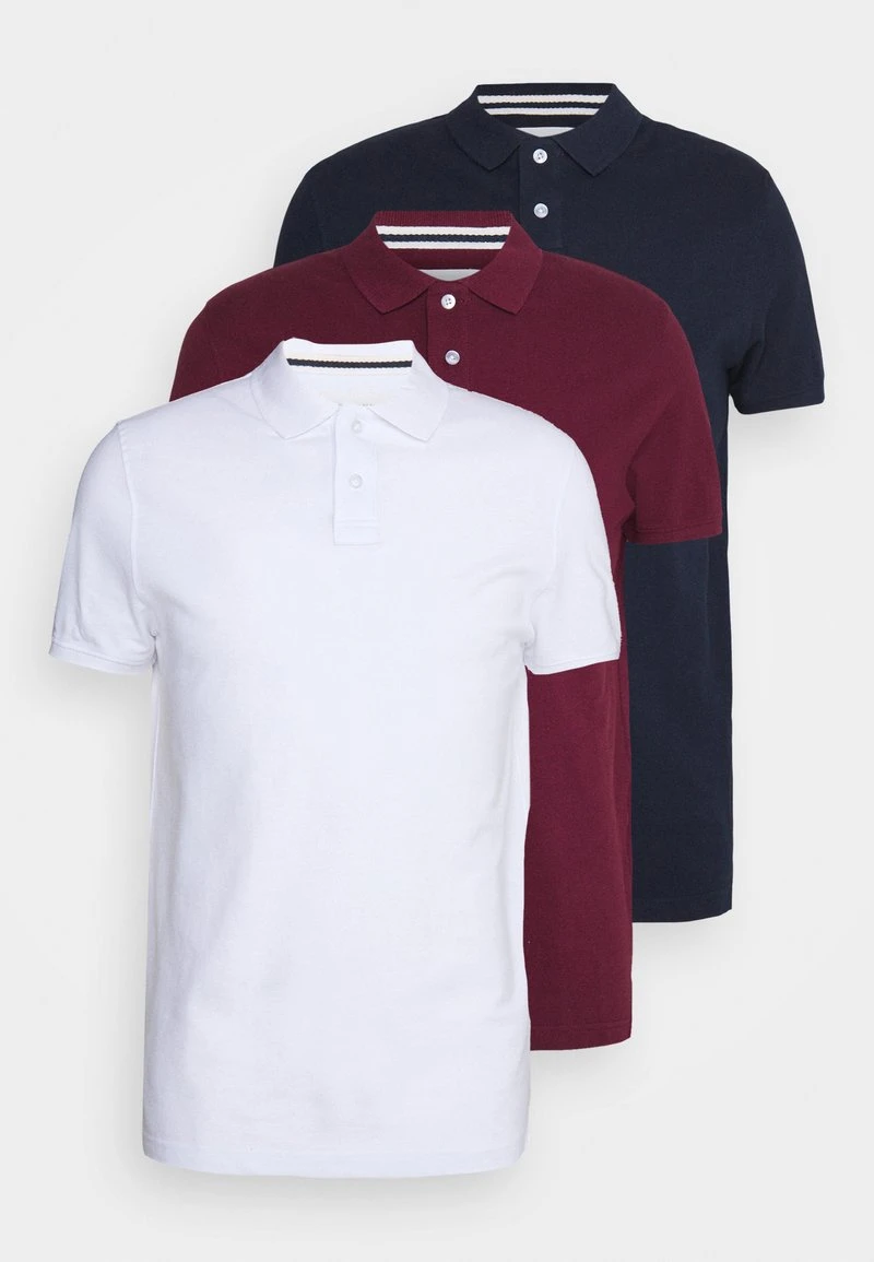 Pier One 3 PACK - Poloshirt - Bordeaux/white/dark Blue 6 Pier One 3 PACK - Poloshirt - Bordeaux/white/dark Blue – Bild 4