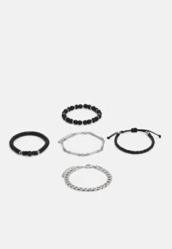 Pier One 5 PACK - Armband - Silver-coloured, Black -Pier One Verkäufe de06228a4ecd40d48ae078a71578fdd3 2